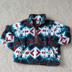 Ariat Teal, Burgundy, White & Brown Western Sherpa Pullover